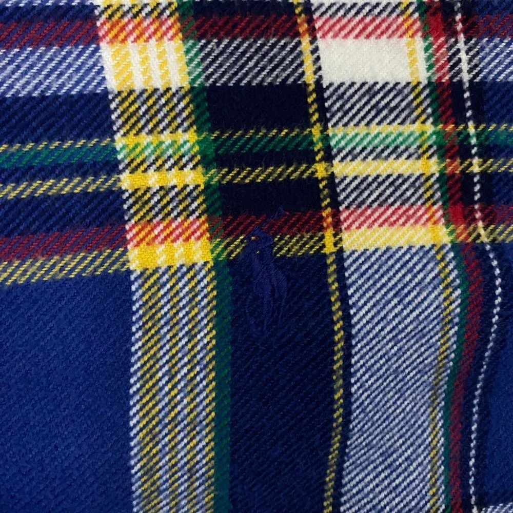 Polo Ralph Lauren Classic Fit Brushed Flannel Shirt Men Large Blue Pony Button